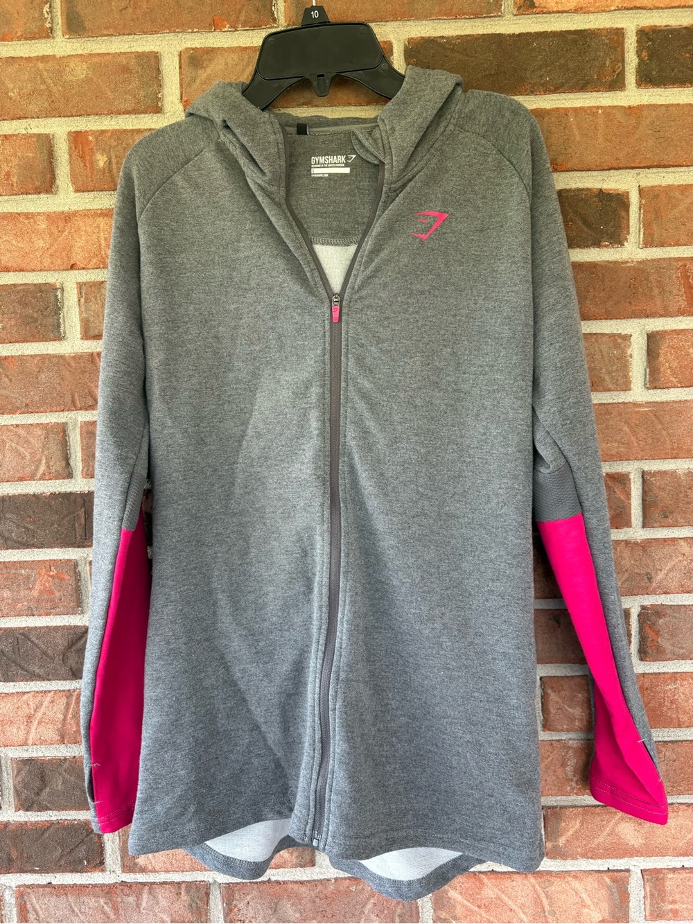 Gymshark Gray Hoodie with Pink Sleeve Panels